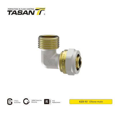 ISO228 نخ برنجی فشرده سازی زانویی 90 درجه نر نشتی pfoof 62D