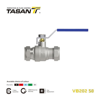 شیر توپی برنجی VB202 58 با انتهای فشاری و دسته اهرمی 232 Psi