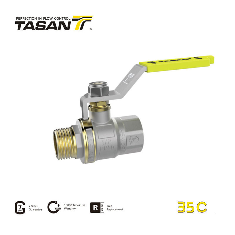 شیر توپی گاز برنجی PN5/72.5psi شیر توپی با جریان کامل 1/2 اینچ 35C