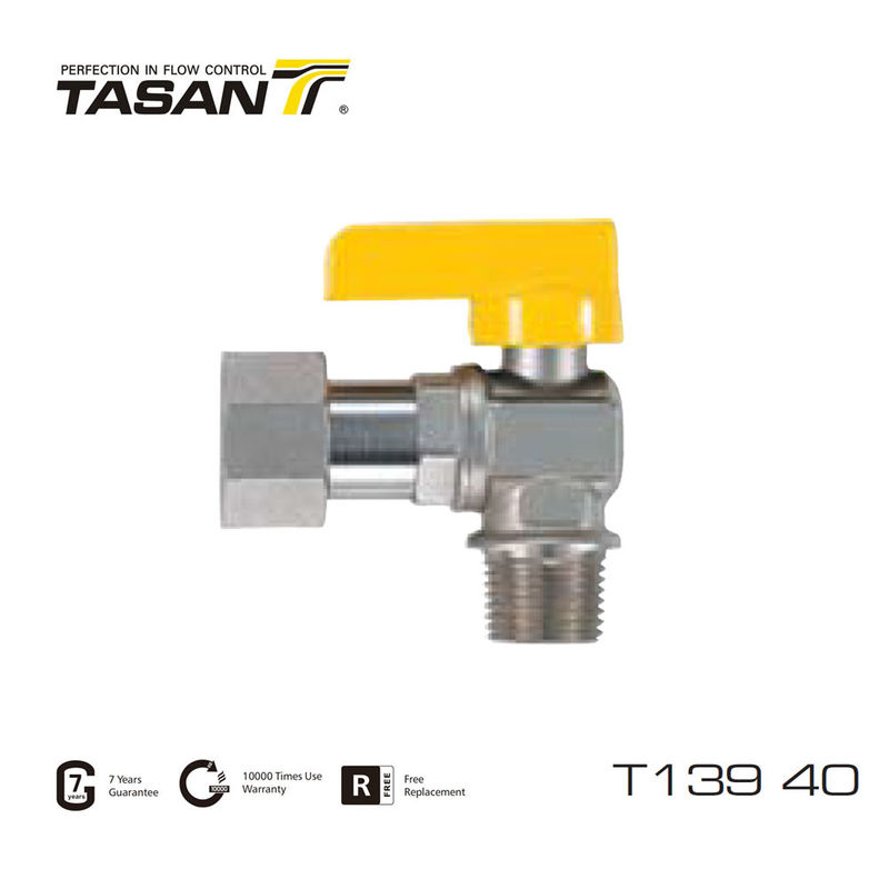 سوپاپ گاز برنجی زاویه اتصال زن X نر با مهره چرخشی ضد نشت T139 40