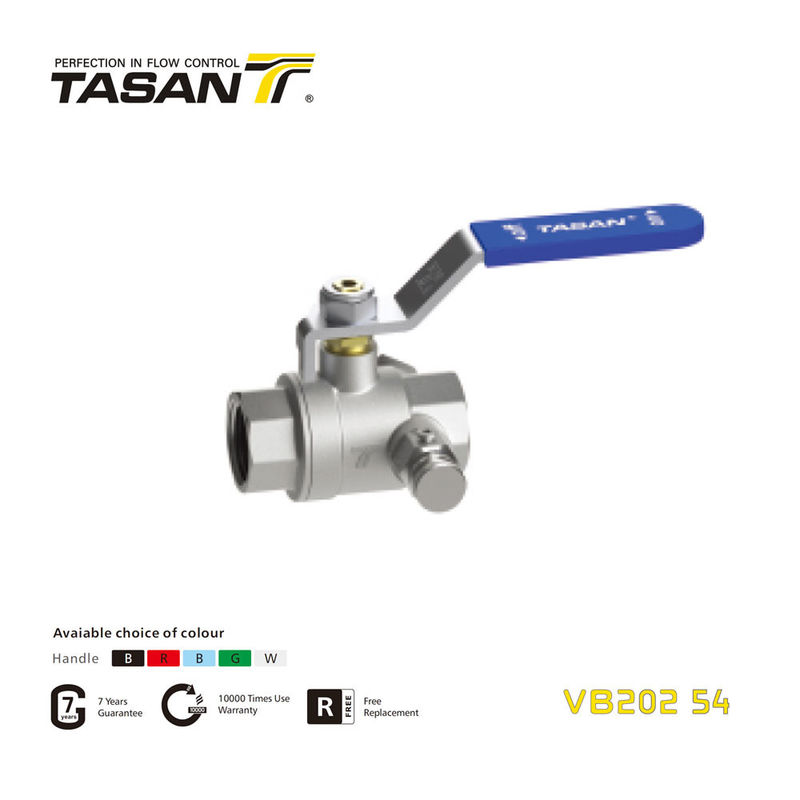 دستي VB202 54 3 4 دریچه توپ مسي با لوله تخلیه زنانه X زنانه 362.5 Psi