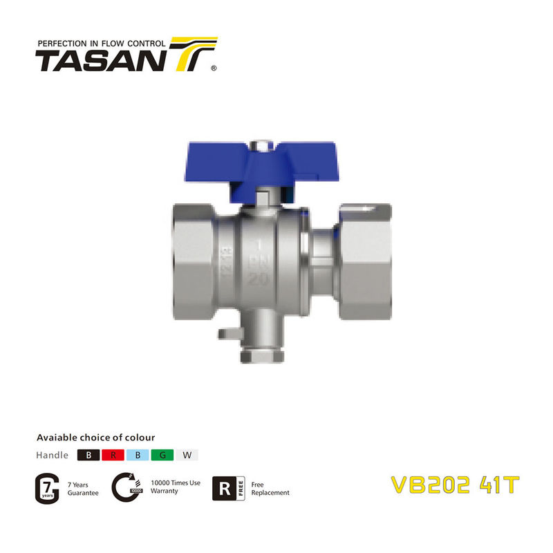 شیر توپی برنجی VB202 41T TSP با مهره چرخان و دسته آلومینیومی پروانه ای PN 20Bar